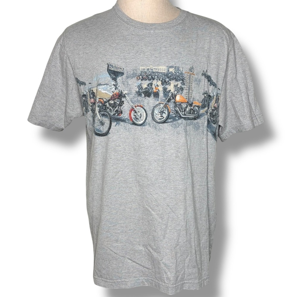 North River Outfitters Motorcycle Graphic T-Shirt Large Gray Biker Sturgis Tee